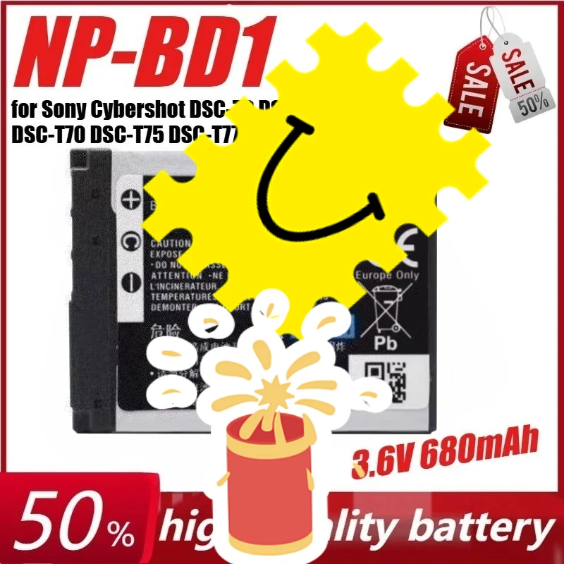 

NP-BD1 NPBD1 3.6V 680mAh Battery for Sony Cybershot DSC-T2 DSC-G3 DSC-T70 DSC-T75 DSC-T77 DSC-T200 DSC-T300 DSC-T500