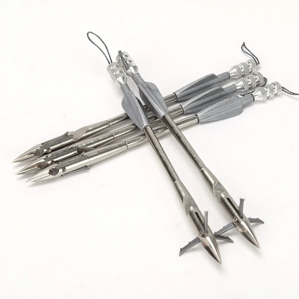 Stainless Steel Fish Dart with Aluminum Rear Wing, Three Prongs, Three Barbs, Knight Bullet, Willow Leaf Dart, Fishing Tools, 6