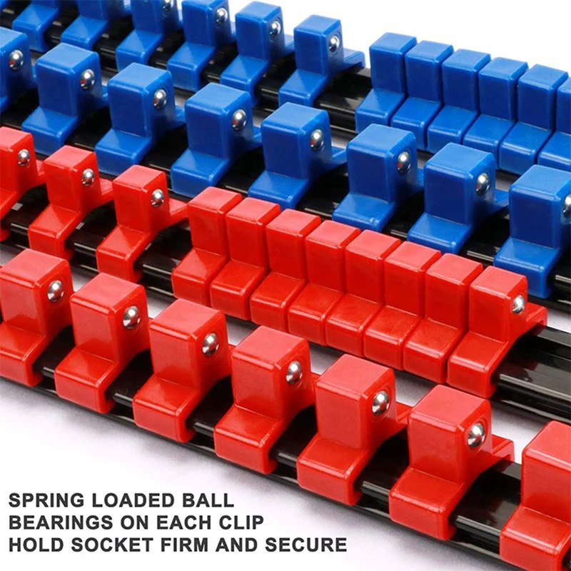 ABS Socket Organizer Drive Socket Holder, 1/4Inch Drive X 128 Clips, 3/8Inch Drive X 120 Clips, 1/2Inch Drive X 96 Clips