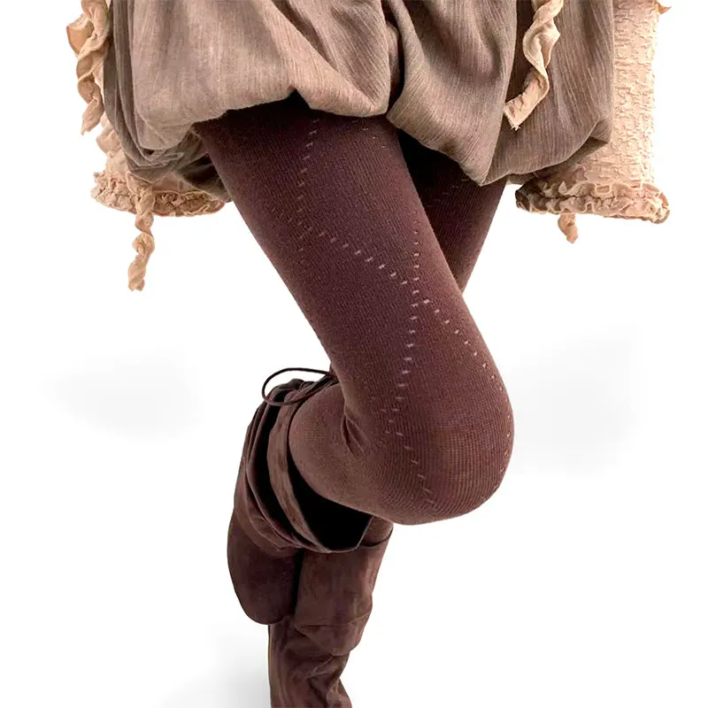 Diamond Grid Pattern Brown Pantyhose Women Sexy Coffee Thin Tights Stockings