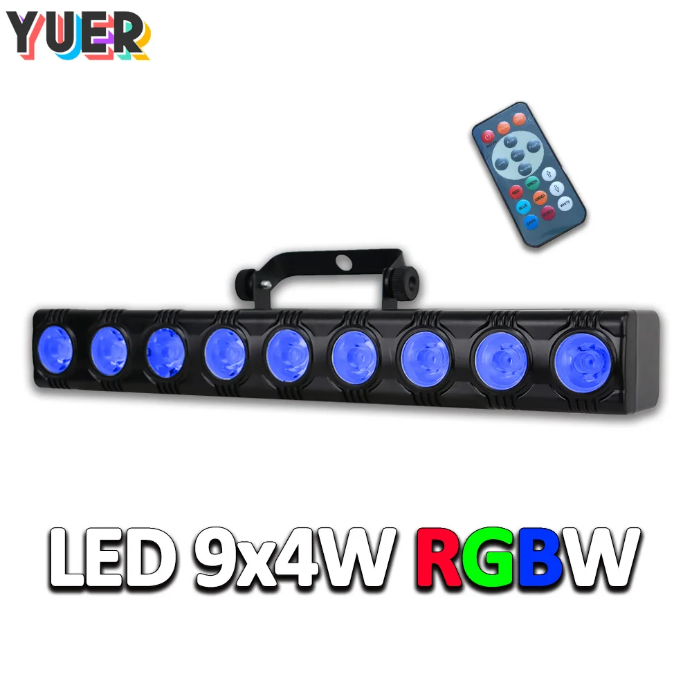 LED 9x4 واط RGBW 4in1 بار ضوء مع جهاز التحكم عن بعد DMX جدار غسل تأثير ستروب للمنزل حفلة Dj ديسكو نادي أضواء للمسرح الداخلي