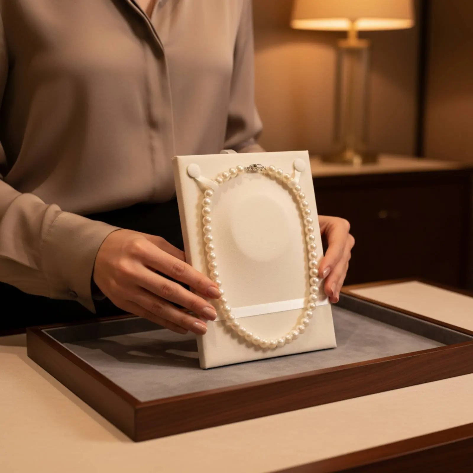 

Plush Necklace Display Board Lightweight & Portable Necklace Display Board Black Plush Chain Holder for Jewelers