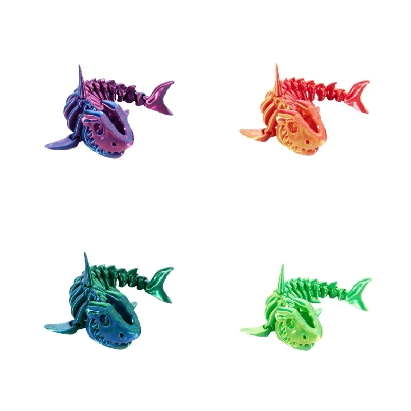L43A 3D Printed Shark Bone Ornament Flexible Joints Creative Office Home Decors Gift