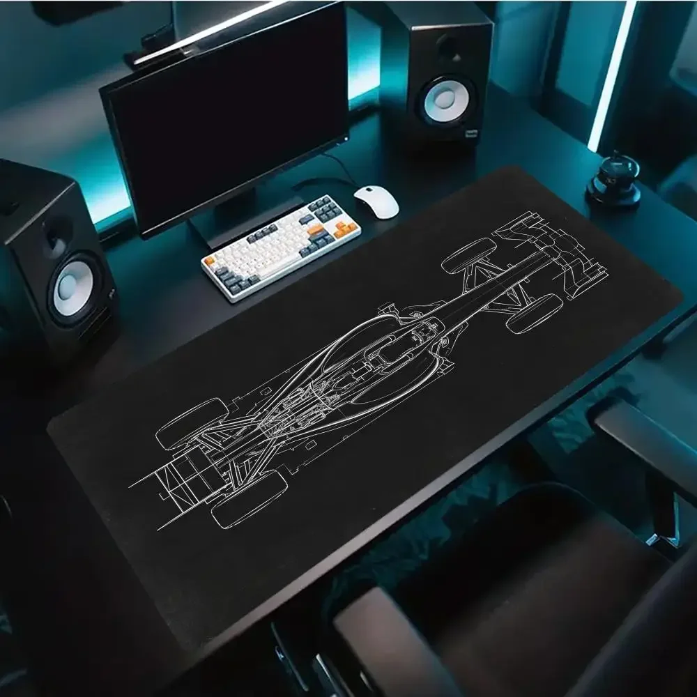 CIFBUY Extended Gaming Mouse Pad Formula Racing Car Blueprint Motorsport Line Art PC Keyboard Desk Mat Non-Slip Rubber Base Home