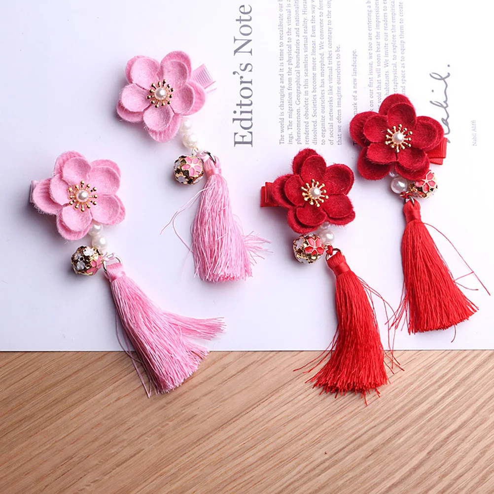 

Flower Hairpin Style Kids Accessories Girls Hanfu Clip Thick Hair Clip For Chinese Clothes Design Daily Use Wedding Party