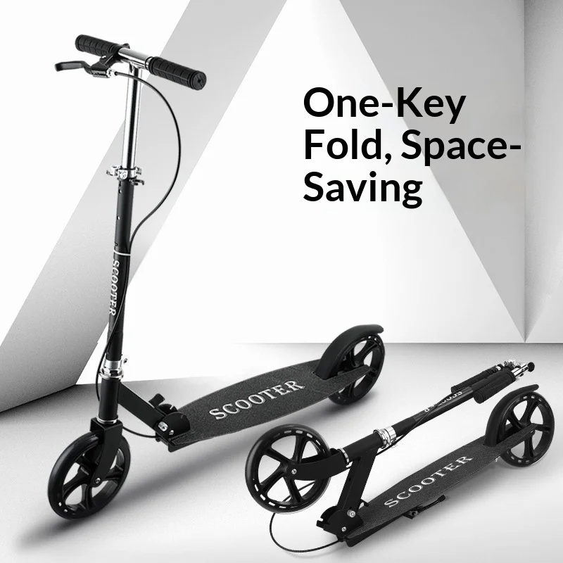 

Large Wheel Two Wheel Commuter City Campus Kids Teen Adjustable Height Scooter Bike Foldable Adult Hand Brake Kick Scooter