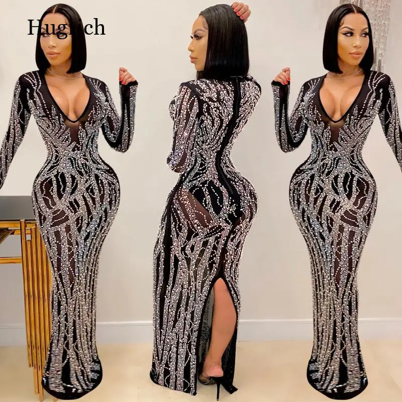 Woman Sheath Sequin Dress 2021 Sexy Outfit Ladies Vintage Designer Clothes Femme Elegant Party Night Accessories