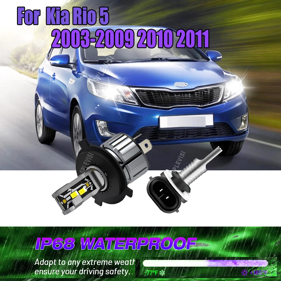 

Complete Headlight Component H4 881 LED White Headlight Fog Light For Kia Rio 5 2003 2004 2005 2006 2007 2008 2009 2010 2011