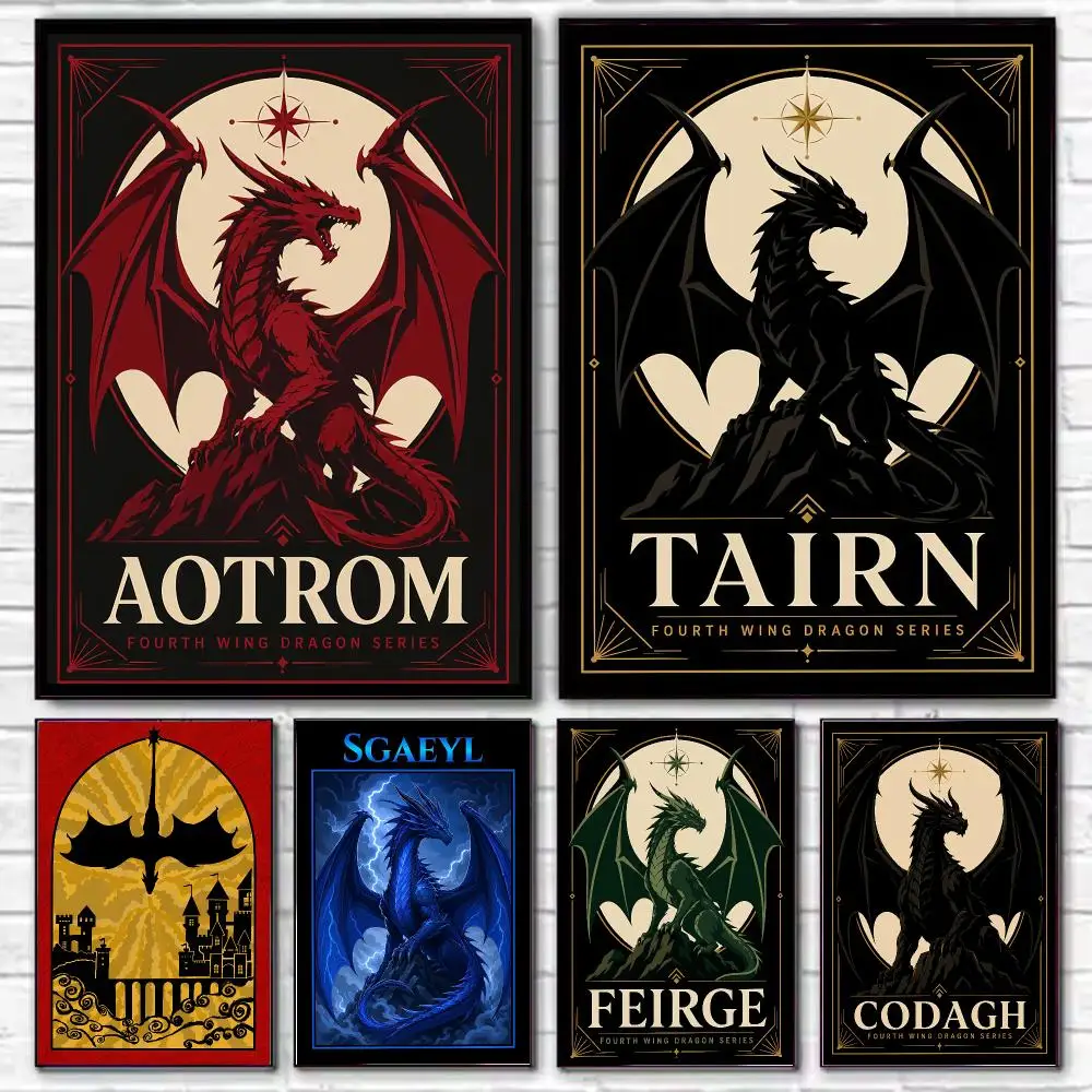 Fourth W-Wing Dragon Poster HD Decorative Wall Art Aesthetic Home Decor for Living Room Bedroom Café Office Modern Stylish Gift