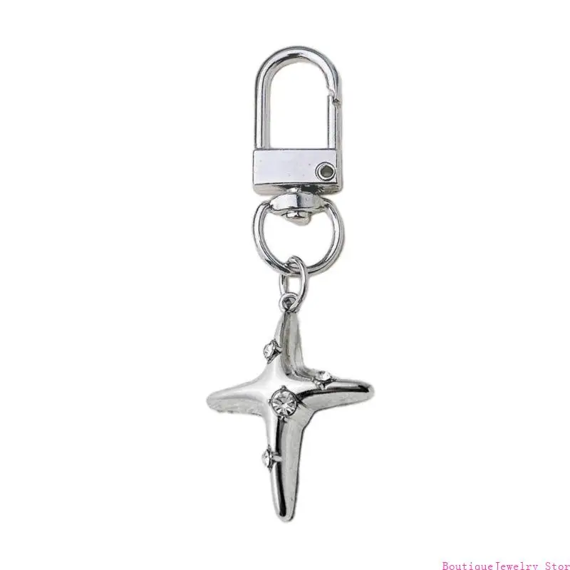 E1PE Y2K Stern Charm Anhänger Schlüsselanhänger Metall Schlüsselanhänger für Frauen Männer Freundschaftsgeschenk