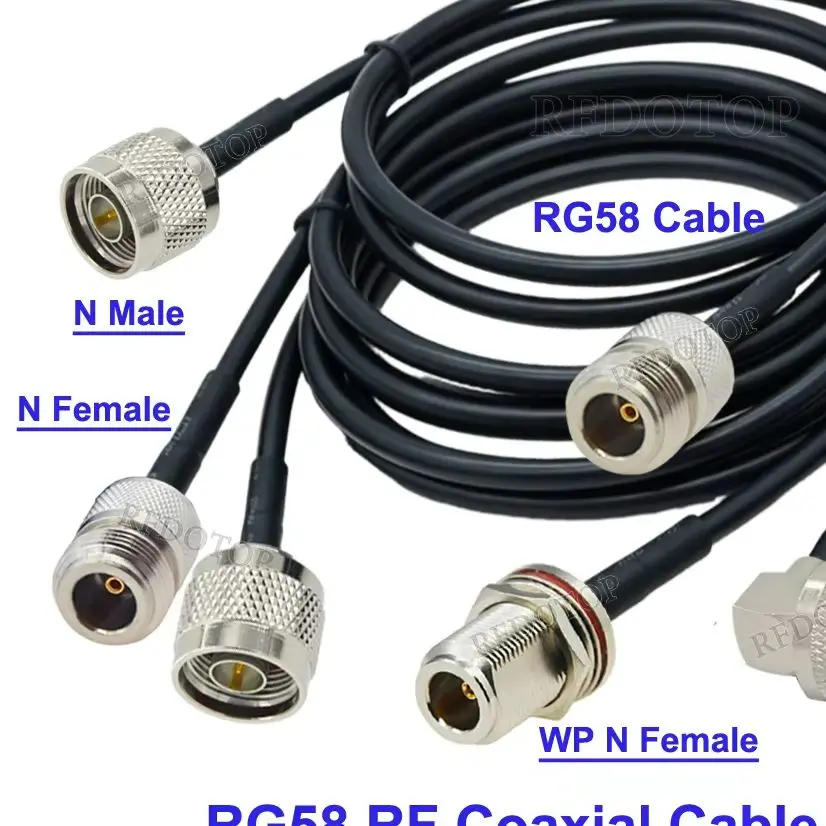 

1Pcs RG-58 N Male to N Male/Female Low Loss Connector 50 Ohm RG58 RF Coaxial Jumper Cable Pigtail 15CM-30M