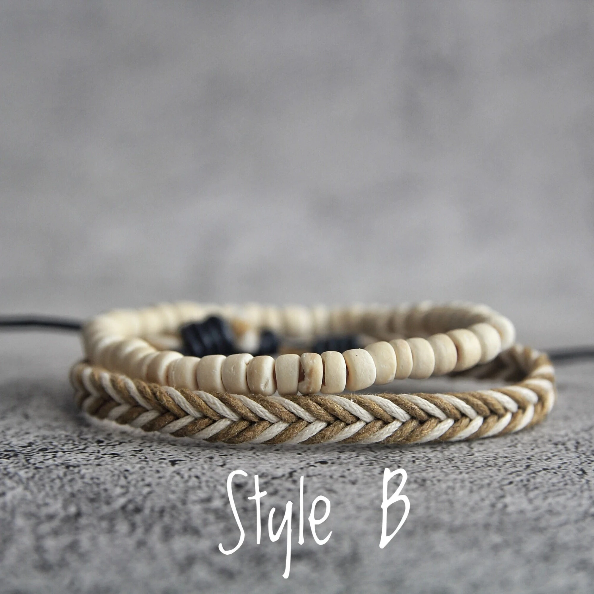 Boho Braided Bracelets, Handmade Bracelets, Boho Beaded Bracelet Gift for Him or Her, Mother's Day Gift, Father's Day Gift, 2pcs - view 3