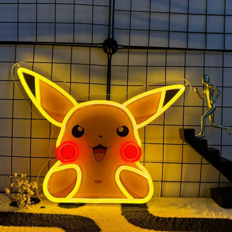 アニメピカチュウ漫画アクリルネオンLEDライト、家のためのポケモン