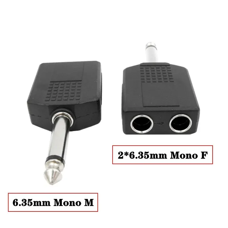 6.35mm 1/2 Audio Adapter 6.35 To Dual AV Two Lotus RCA Hole 3.5/RCA Male To 2 * 6.35 Female Amplifier Speaker Microphone Adapter