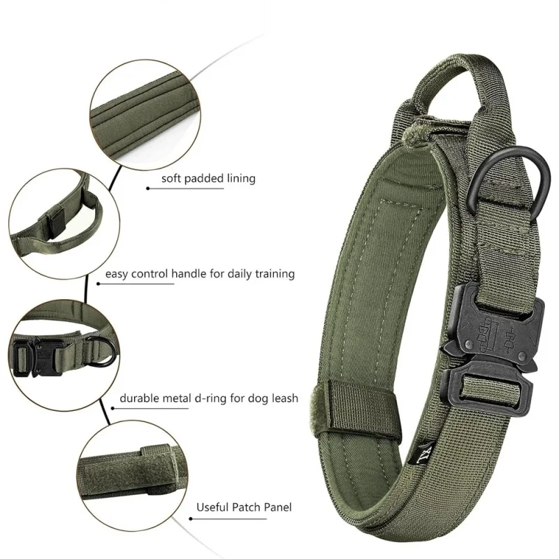 Hundehalsband-Leine-Sets Langlebiges Verstellbares Taktisches Halsband mit Leine für Mittelgroße und Große Hunde Deutscher Schäferhund Outdoor-Trainingszubehör – Detail 4