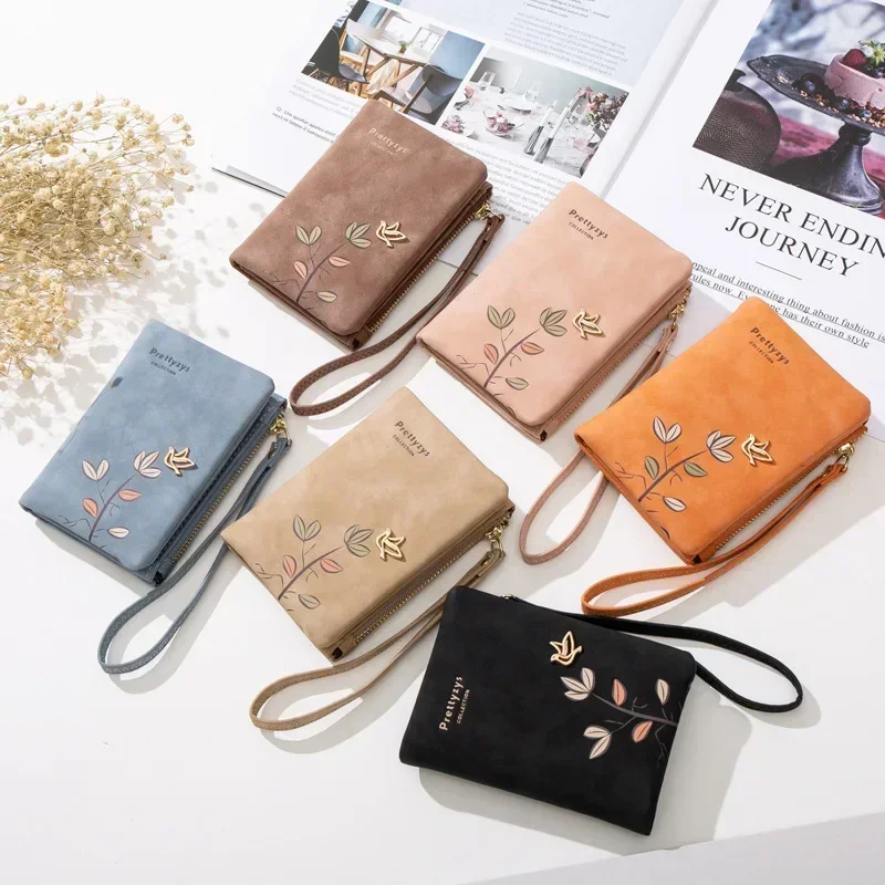 Women Short Wallet Cute Bird Tree Pattern Design Girls Zipper Coin Purse Ladies ID & Credit Card Holder PU Small Clutch Bag