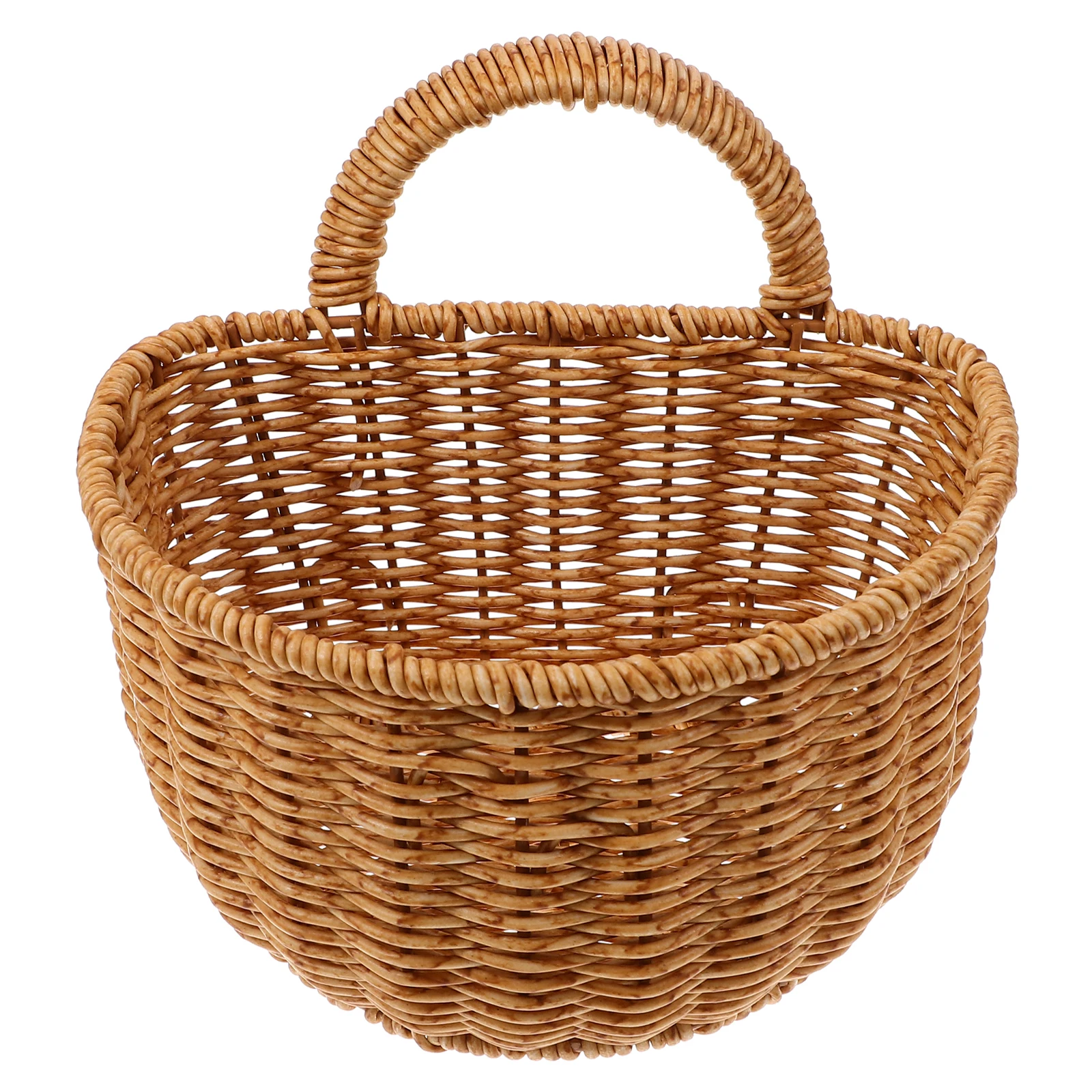 

Plastic Woven Fruit Basket With Handle Portable Storage Container Kitchen Home Organizer Bread Snack Vegetable Storage Basket