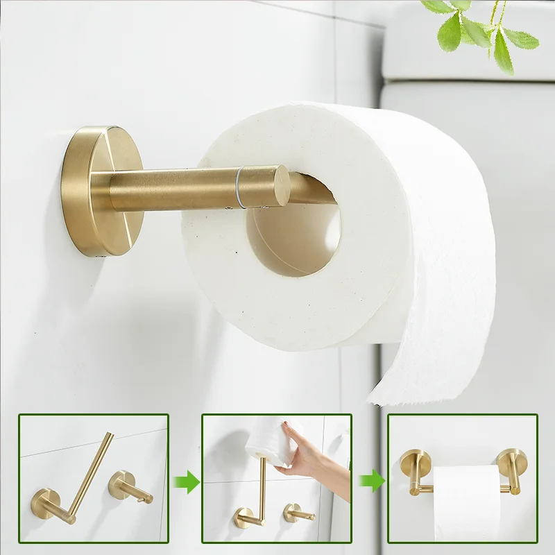

Stainless Steel Bathroom Toilet Paper Stand Toilet Paper Roll Holder Wall Mounted Golden Tissue Hanger Household Items Hardware