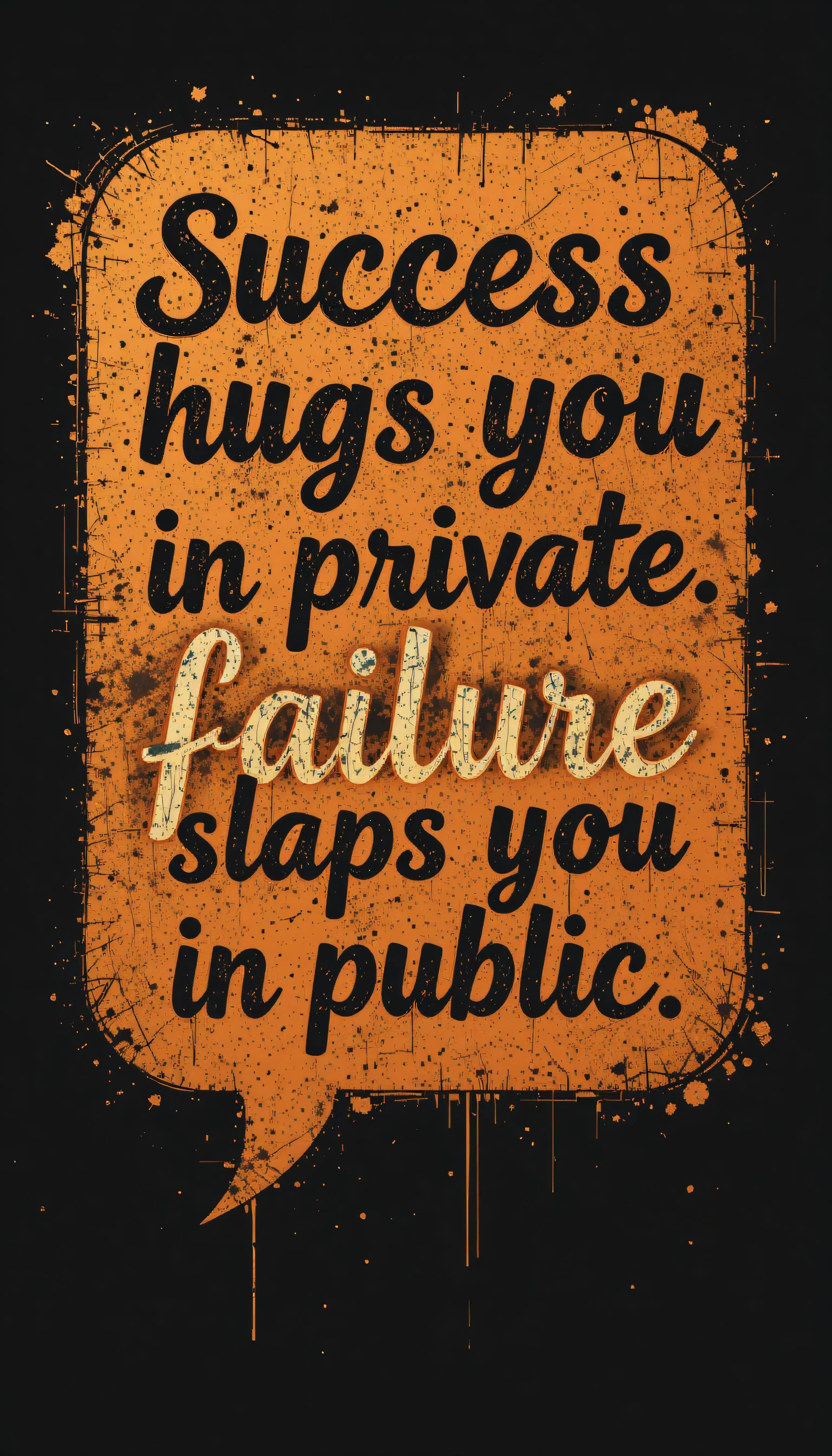 Motivational Quote Tin Sign Poster, Success Hugs You in Private Failure Slaps You in Public Aluminum Wall Art Decor