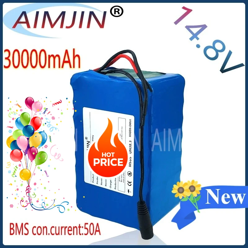 

14.8V 30Ah Lithium-ion 18650 4S10P 444Wh Power Battery with BMS for Inverter Smart Robot High-power Equipment Etc