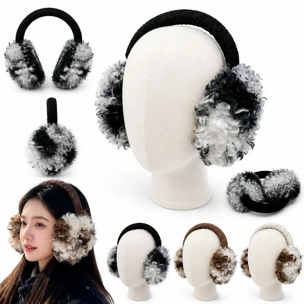 New Foldable Earmuffs Soft Knitted Headband Winter Earmuffs Warm Ear Coverage Curly Faux Fur Faux Fur Earmuffs