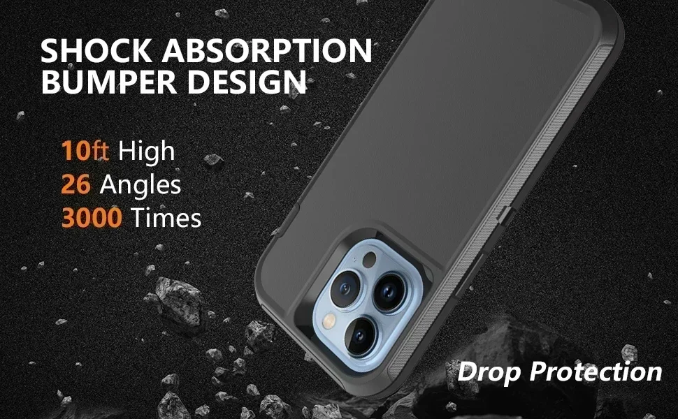 Robuste 3-in-1-Schutzhülle in Militärqualität für iPhone 18 17 Pro Max 16 15 14 13 12 11, Sturzsicherer Original Defender-Schutz – Detail 2
