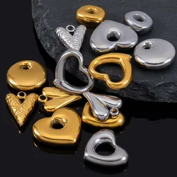 5pcs Stainless Steel Big Hole Heart Charms Pendants for DIY Jewelry Findings Women Necklace Bracelets Supplies Earrings Making