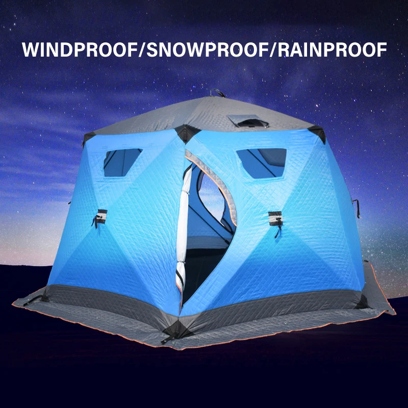 Hexagonal Mammoth Winter fishing Tent Outdoor With Windows Automatic Quick Opening Tent 5/8 Person Windproof and Waterproof