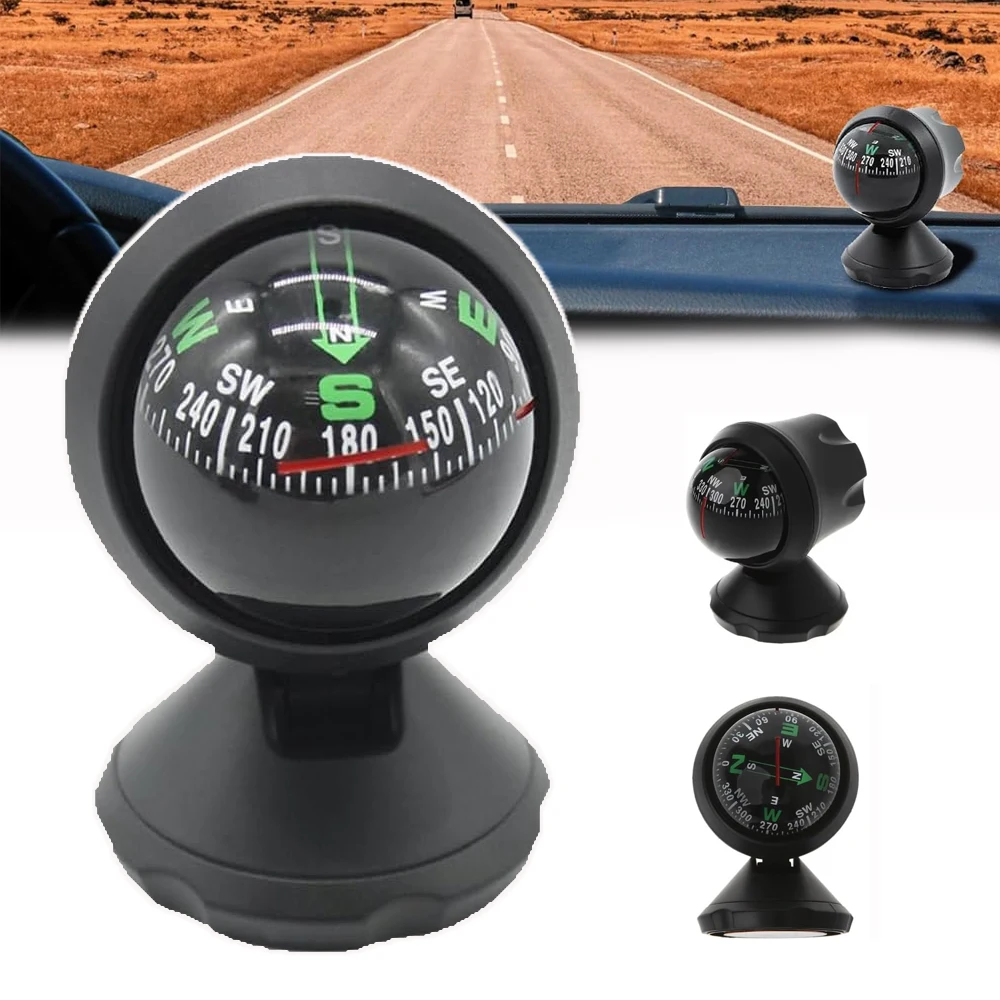 360 Degree Rotation Car Compass High Precision Portable Navigation Compass with Suction Cup for Car Motorcycle Bicycle Boat