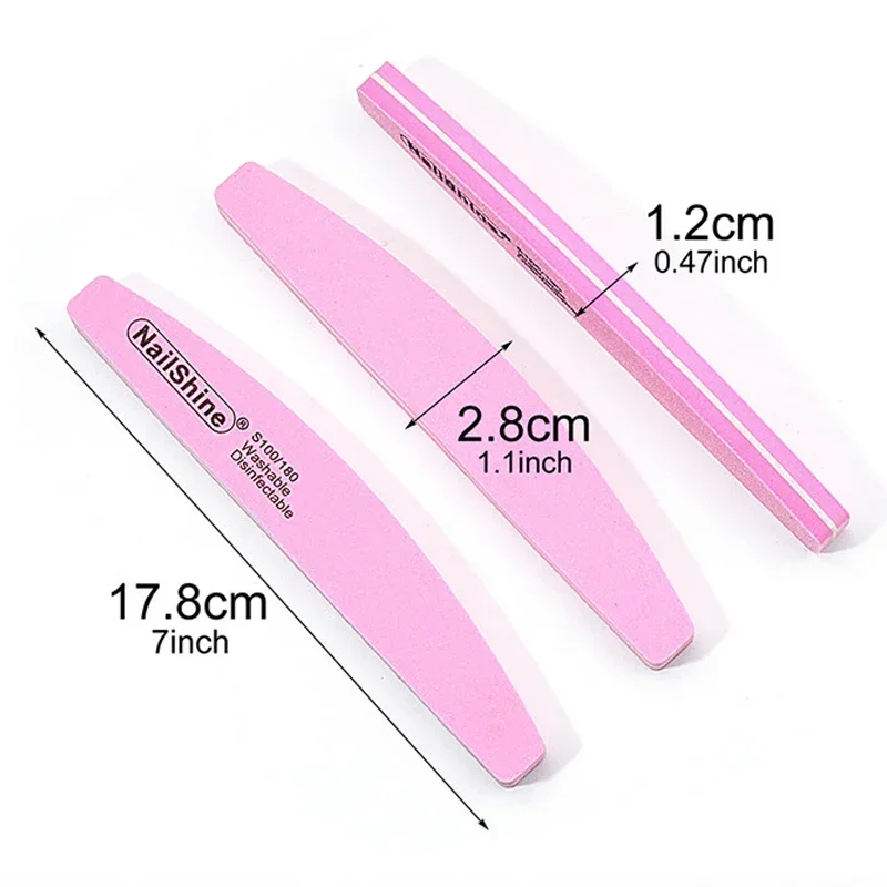 10Pcs Nail Files Blocks 100 180 Sponge Double-sided Nail Polish Buffing Sanding Buffer Strips Polishing Pedicure Manicure Tool