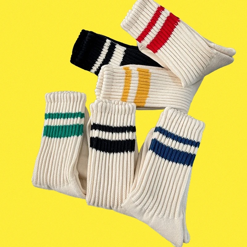 2024 New Unisex Striped Cotton Mid-calf Warm Socks Sweat-absorbent Anti-friction Sports Socks Men Basketball Socks Running Socks