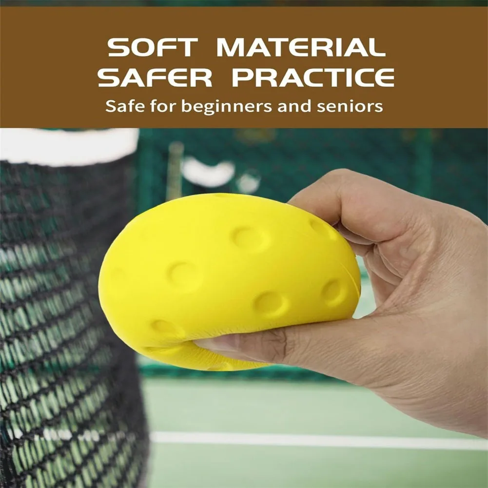 

12pcs Quiet Pickleball PU Foam Training Balls for Children Beginners and Seniors Low Noise For Indoor Outdoor Practice Bag