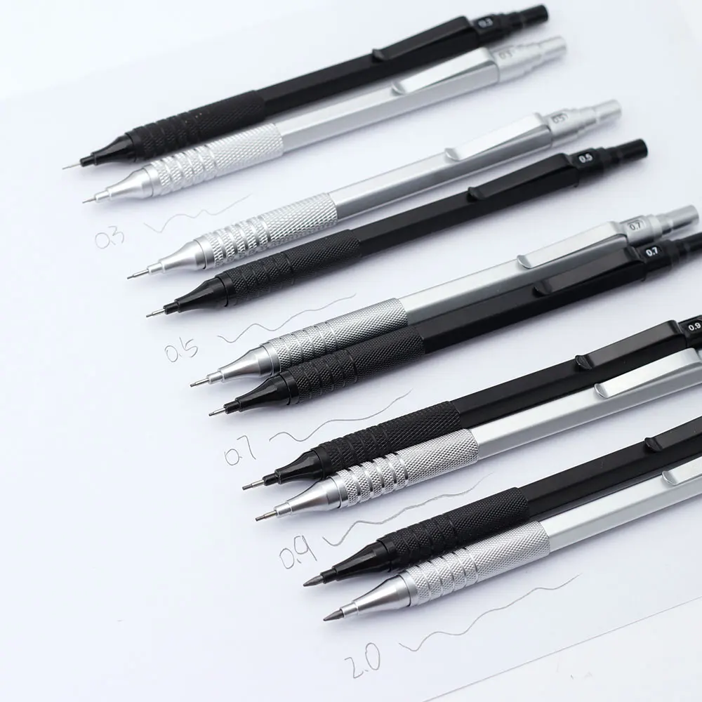 3 Teile/satz Metall Mechanische Bleistift Set 0,5/0,7/0,9mm Mine Refill Automatische Bleistift Kunst Skizze Malerei Schreiben schreibwaren – Detail 6