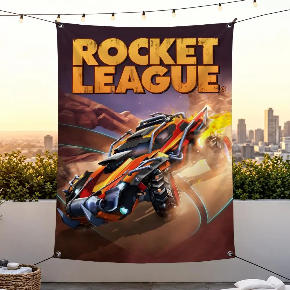 Game R-Rocket League Flags Vertical Wall Hanging for Bedroom Dorm Living Room Party Camping Gift Decoration