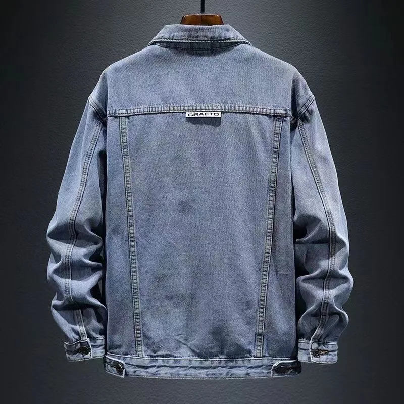 

Faionable American Retro Workwear Denim Jaet Men's Trendy Loose Versatile Jaet for Spring And Autumn Youth Casual