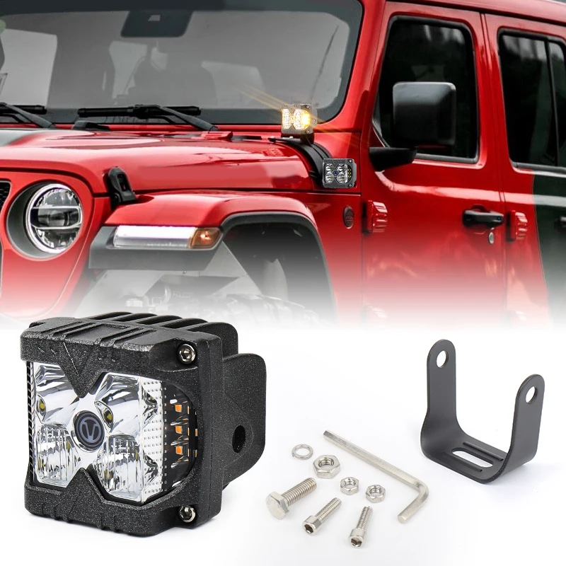 MOVOTOR 1PCS 40W Side Shooter LED Work Light Pods Amber Strobe Driving Lights for Truck,4X4,ATV