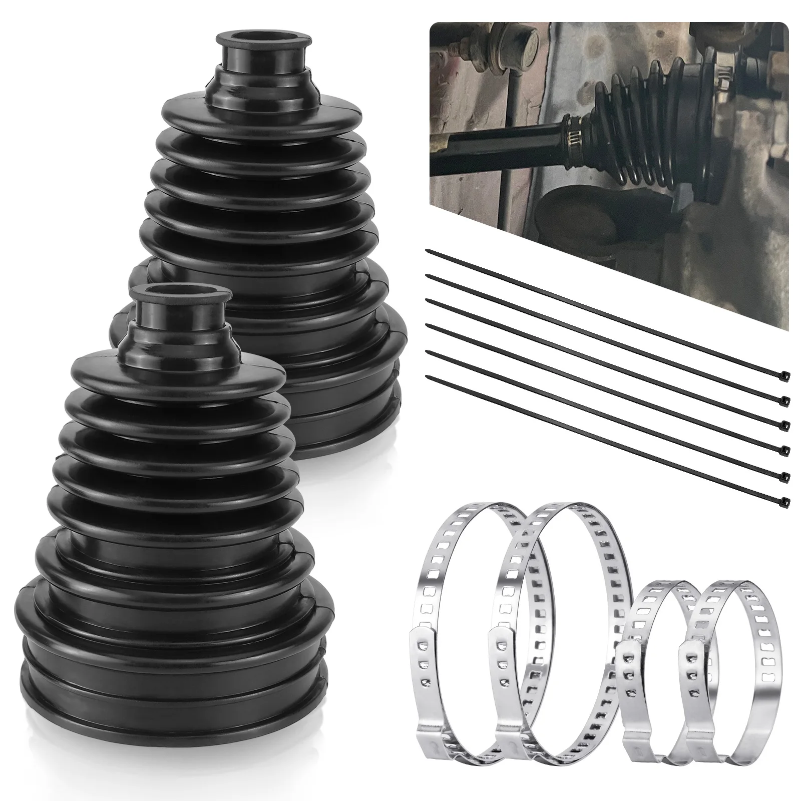 

LECART 2 Pack CV Boot Kit Fits 19mm to 24mm Axle Shafts, Universal CV Axle Boot Repair Kit for Cars and SUVs, Flexible Black Sil