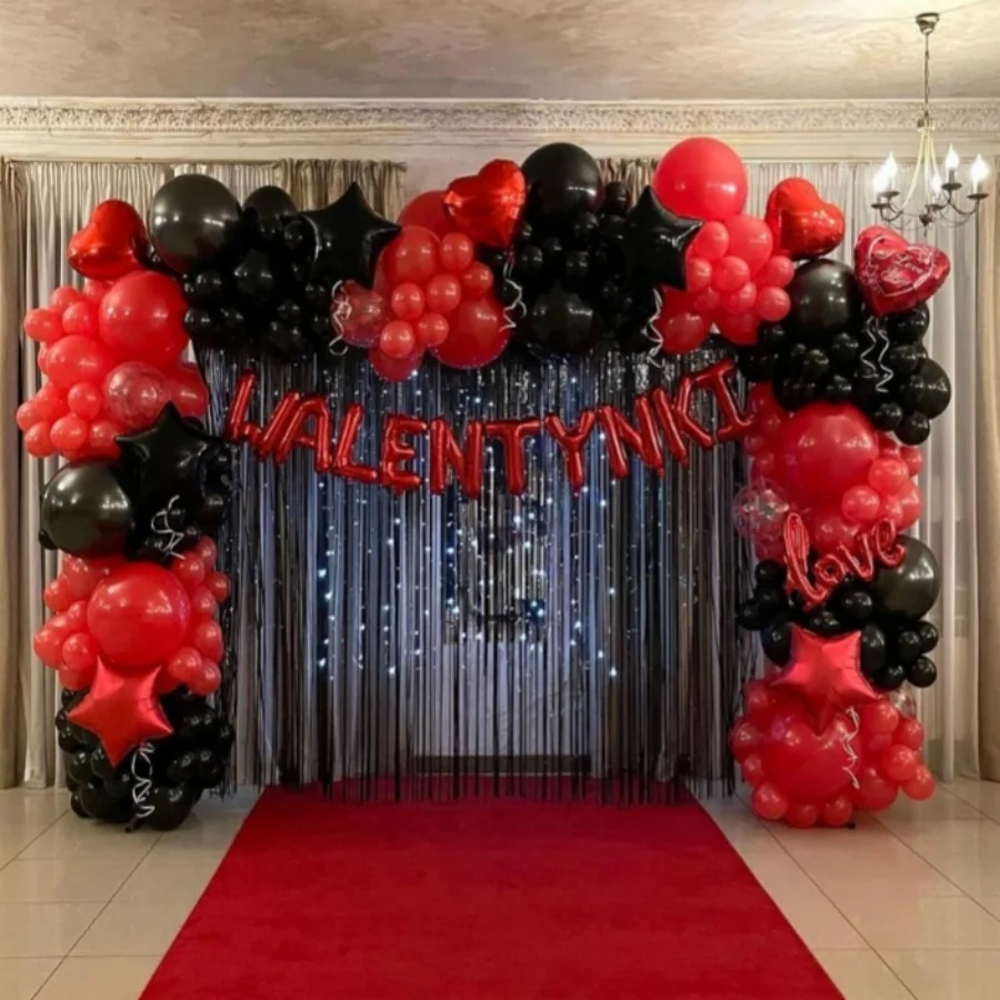 90pcs Red black balloon wreath kit,weddings,Birthdays, graduations, anniversaries. Casino PROM.Halloween party decorations