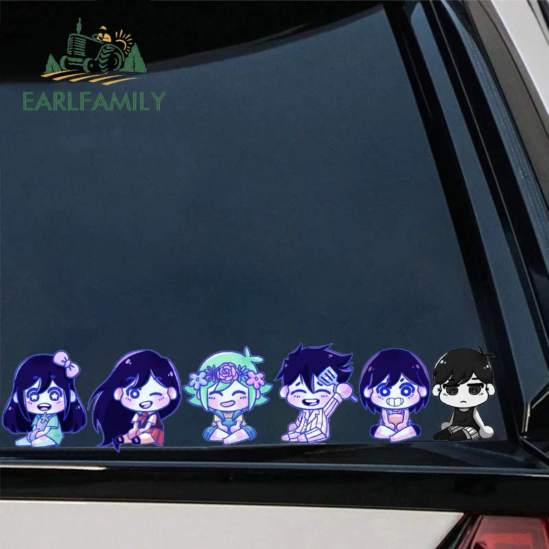 

EARLFAMILY 13cm for Omori Car Stickers Sunscreen Anime Decals Creative Occlusion Scratch Bumper Caravan Decor Vinyl Car Wrap