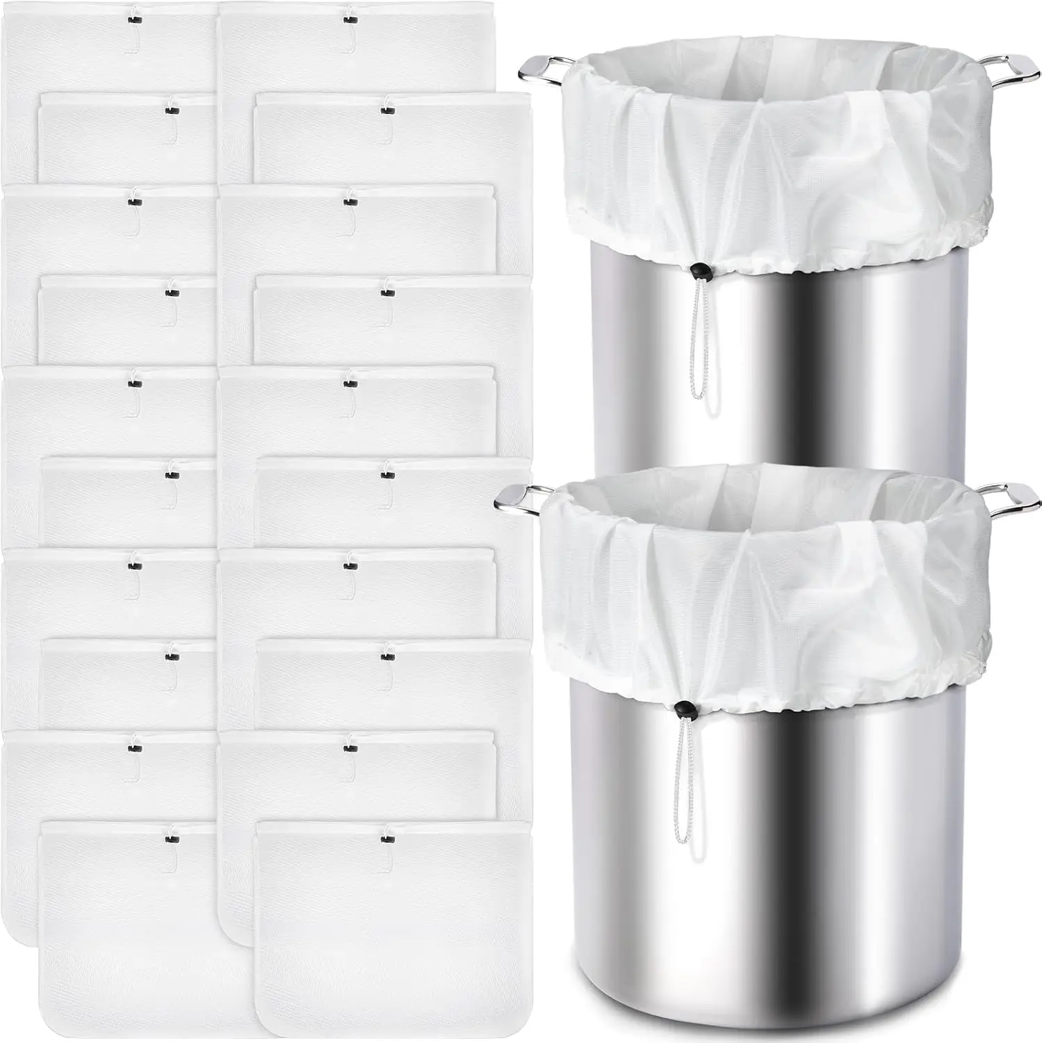 

20 Pack Brew Bags Reusable Extra Large 26 x 22'' Fine Mesh Strainer Cold Brew Filters Drawstring Cheese Cloth Straining