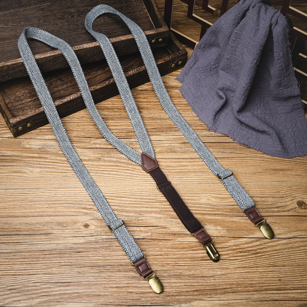 Retro Design British Style Suspenders with 4 Clips