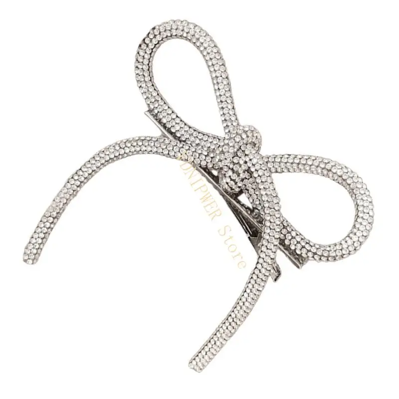 

Creative Bows Hairpiece with Rhinestones Ornametn Practical Alloy Hairpin Hairpieces Hair Accesories for Fashion Women D08E