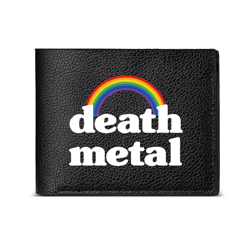 Death Metal Rainbow Print Men's Wallet Card Holder Casual Business Fashion Design