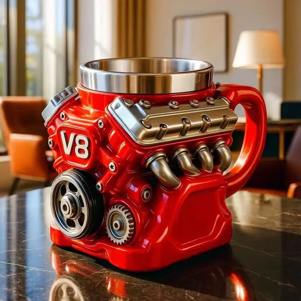 Retro Motor Kaffeetasse Neuer Motor V8 Motor Tasse Becher Dekoration Geeignet für Autoliebhaber