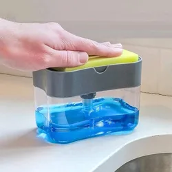 Automatische Zeepdispenser Fles Voor Vloeibare Push Type Reinigingsvloeistof Dispenser Box Handleiding Keuken Afwassen Spons Groothandel