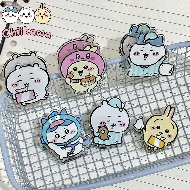 

Держатель для заметок Chiikawa Jiikawa, мультяшный, стильный, двусторонний зажим, акриловая папка из ПП, зажим для хранения, папка для тестов, офисная папка, файловая папка