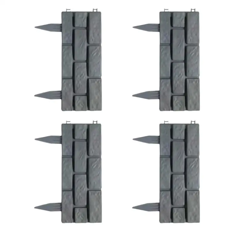 G6KF 4Pcs Plastic Garden Retaining Fence Stone Look Border Panels Garden Edging Border for Yard Patio Garden Pathway