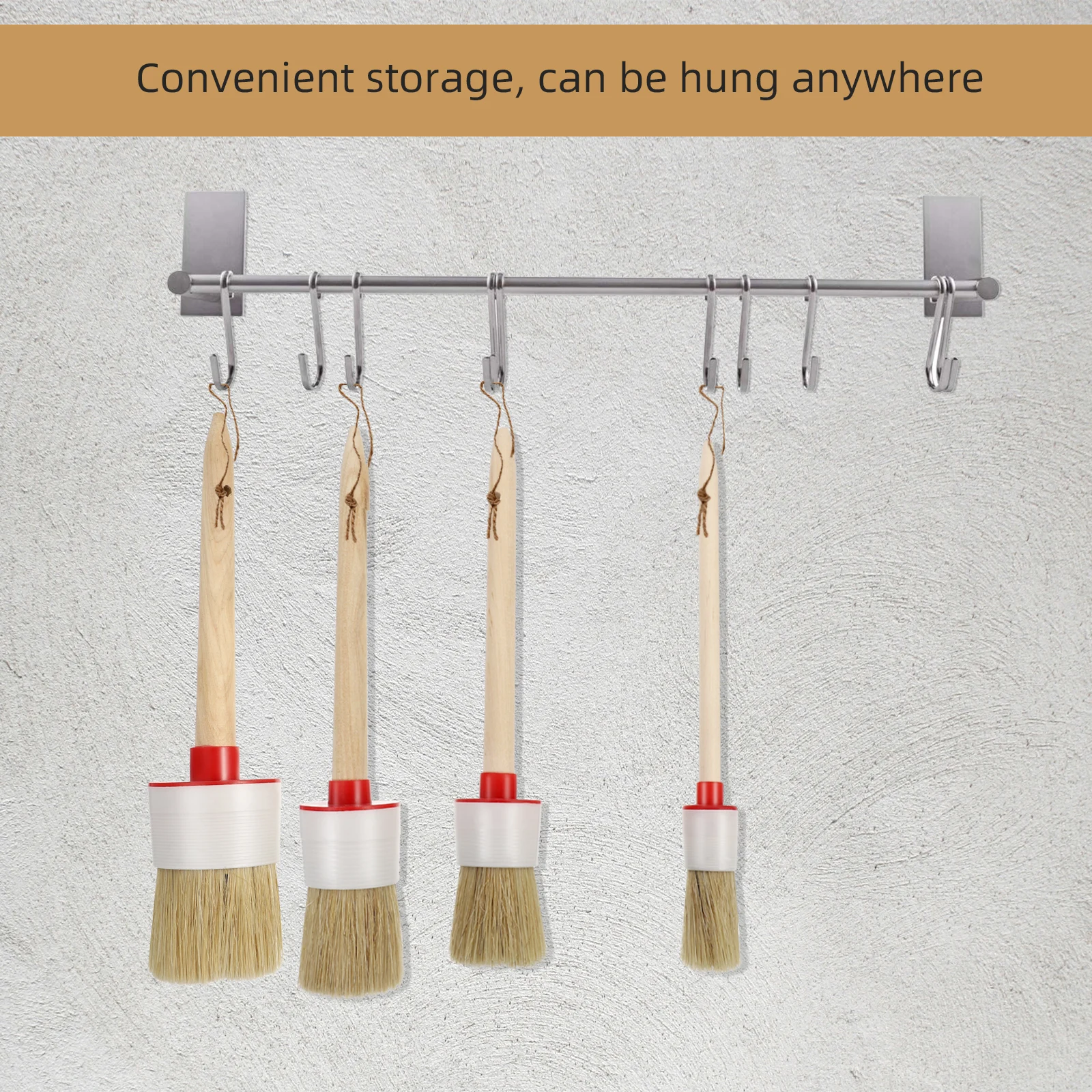 

4Pcs Pig Bristle Paint Brush Set Wooden Handle Durable Flexible Varnish Brushes for Home Cleaning Furniture Stain Acrylic