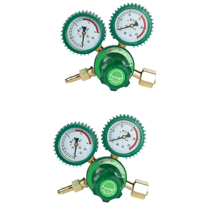 2X Oxygen Gas Bottle Regulators O2 Reducing Pressure Inhaler Acetylene Double Gauge Regulator Oxygen Tank Regulator