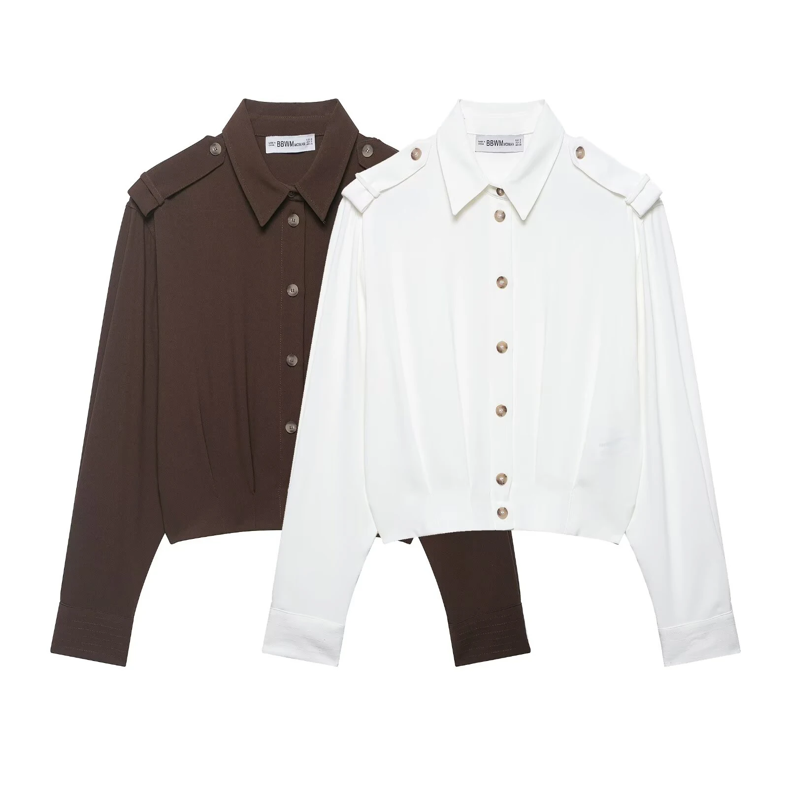 

Spring new women's clothing European and American fashion personality temperament shoulder strap embellished shirt